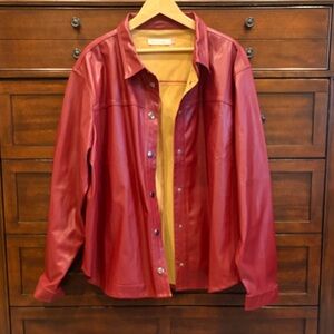 Glitzy Girlz Red Faux Leather Jacket Plus 5X Snap Button Moto Y2K Retro Bold